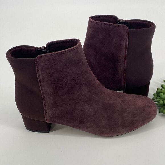 Clarks Collection Comfort Boots Side Zip Chartli Valley Burgundy Bordeaux size 8 - Picture 1 of 10